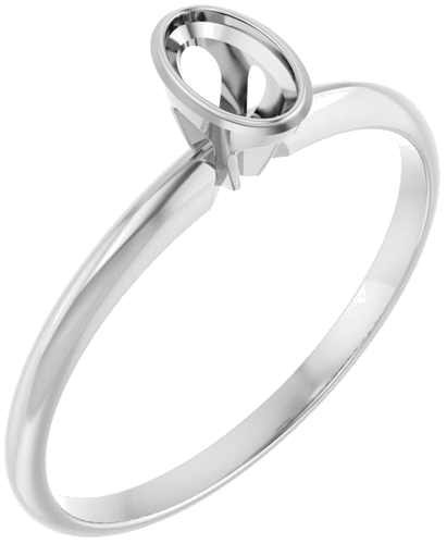 Sužadėtuvių Žiedas „Solitaire“ 585 Baltojo Aukso Oval 5mm x 3mm (1)