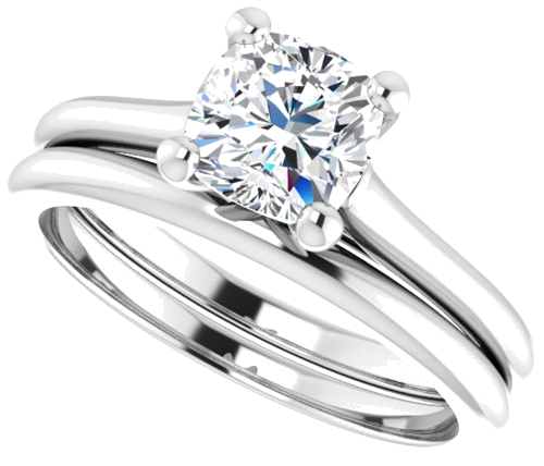 14K White 6 mm Cushion Solitaire Engagement Ring Mounting (10)