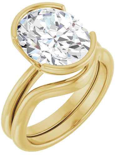 Sužadėtuvių Žiedas „Half-Bezel“ 10k yellow gold Oval 12mm x 10mm (6)