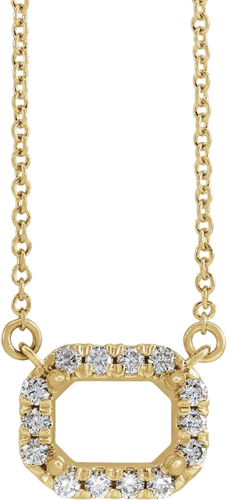 14K Yellow 8x6 mm Emerald 1 4 CTW Natural Diamond Semi-Set Halo-Style 16  Necklace (1)