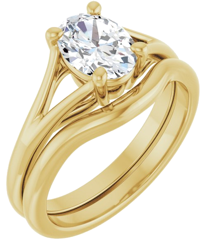 Sužadėtuvių Žiedas „Solitaire Split-Shank“ 14k yellow gold Oval 8mm x 6mm (6)