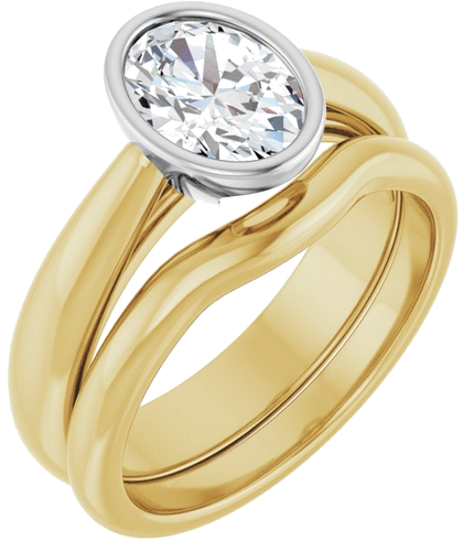 Sužadėtuvių Žiedas „Bezel-Set Solitaire“ 14k yellow/white gold Oval 8mm x 6mm (6)