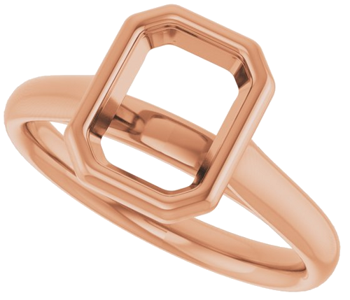 Sužadėtuvių Žiedas „Bezel-Set Solitaire“ 10k rose gold Emerald 8mm x 6mm (5)