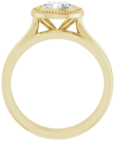 Sužadėtuvių Žiedas „Bezel-Set Solitaire Milgrain“ 14k yellow gold Round 6.5mm (7)