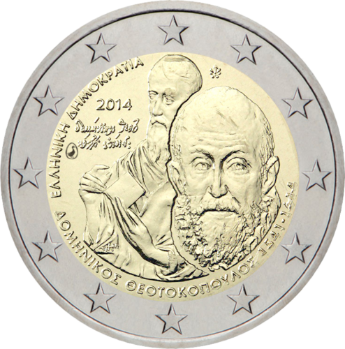 2014 Grieķija Domeniko Theokopoulos 2 eiro monēta (1)