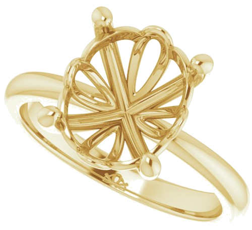 14K Yellow 11x9 mm Oval Solitaire Engagement Ring Mounting (5)