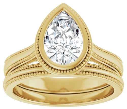 Sužadėtuvių Žiedas „Bezel-Set Solitaire“ 14k yellow gold Pear 9mm x 6mm (8)