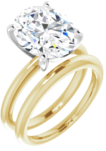 14K Yellow   White  12x10 mm Oval Solitaire Engagement Ring Mounting (6)