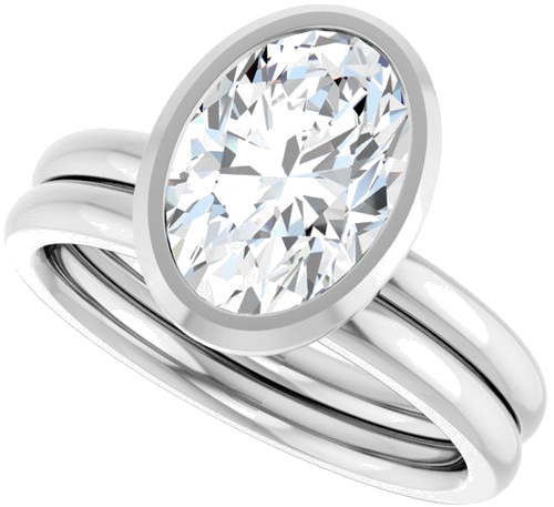 Sužadėtuvių Žiedas „Bezel-Set Solitaire“ 14k white gold Oval 10mm x 7mm (10)