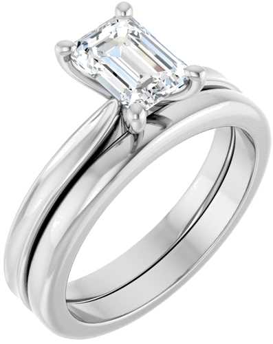 Sužadėtuvių Žiedas 14k white gold Emerald 7mm x 5mm (6)