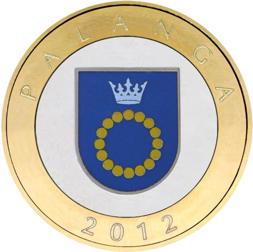 2012 Lietuva Kurorti 2 lati krāsainas jubilejas Proof monētas kartē (2)