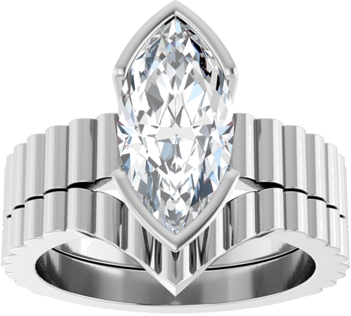 Sužadėtuvių Žiedas „Half-Bezel Solitaire“ 10k white gold Marquise 13mm x 6.5mm (8)