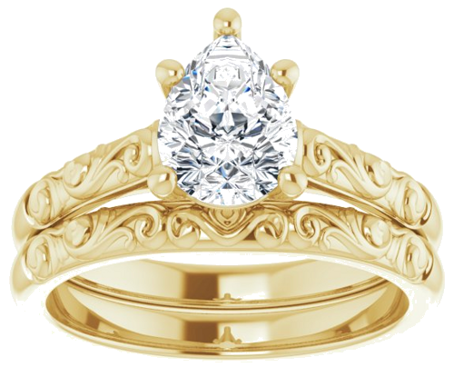 Sužadėtuvių Žiedas „Solitaire“ 10k yellow gold Pear 8mm x 6mm (8)