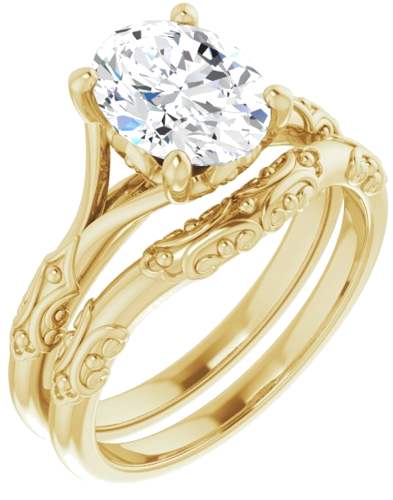 14K Yellow 9x7 mm Oval Solitaire Engagement Ring Mounting (6)