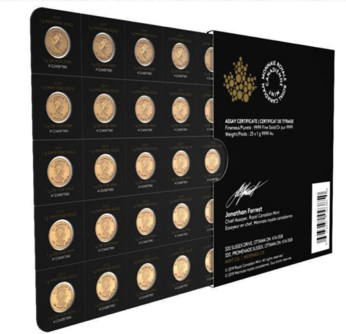 25 x 1 g Maplegram Canadian Maple Leaf Gold coins (4)