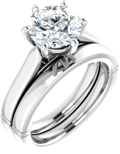 Sužadėtuvių Žiedas „Solitaire“ 14k white gold Round 8.2mm (6)