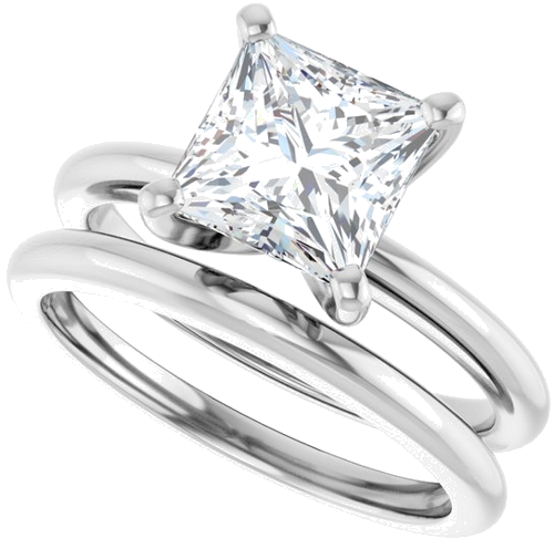 Sužadėtuvių Žiedas „Solitaire“ 585 Baltojo Aukso Square 7mm (10)