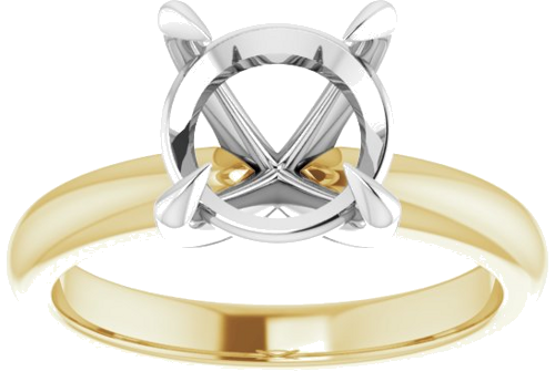 14K Yellow White 9 mm Round Solitaire Engagement Ring Mounting (3)