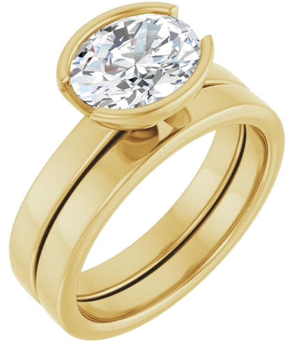Sužadėtuvių Žiedas „Half-Bezel Solitaire“ 14k yellow gold Oval 9mm x 7mm (6)