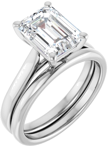 Sužadėtuvių Žiedas „Solitaire“ 950 Platinos Emerald 9mm x 7mm (6)