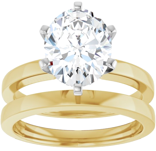Sužadėtuvių Žiedas „Solitaire“ 585 Baltojo Ir Geltonojo Aukso Oval 10mm x 8mm (8)