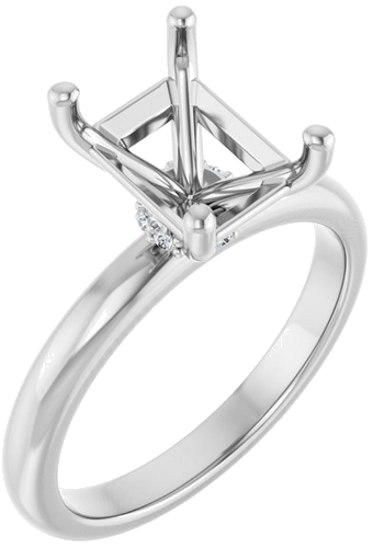 Sužadėtuvių Žiedas „Accented“ 14k white gold Emerald 9mm x 7mm (1)