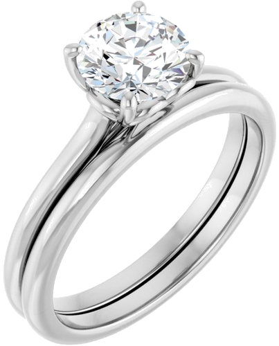 14K White  6.5 mm Round Solitaire Engagement Ring Mounting (6)
