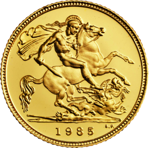 Pusė Sovereno Elžbieta II (1985-1997) Didžioji Britanija auksinė moneta (2)