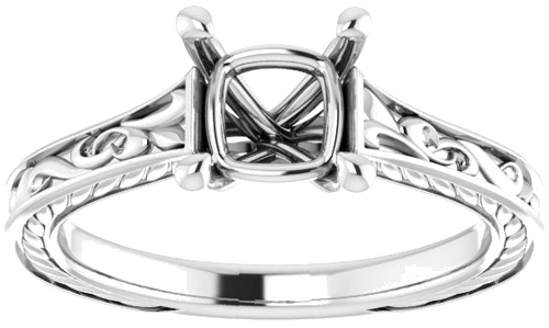 Sužadėtuvių Žiedas „Solitaire Scroll“ 14k white gold Square 5.5mm (3)