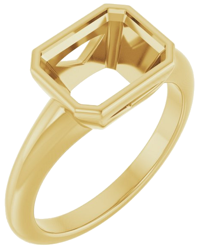 Sužadėtuvių Žiedas „Bezel-Set Solitaire“ 14k yellow gold Emerald 9mm x 7mm (1)