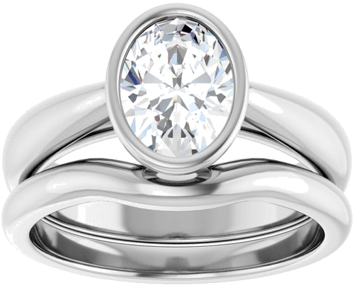 Sužadėtuvių Žiedas „Bezel-Set Solitaire“ 14k white gold Oval 8mm x 6mm (8)