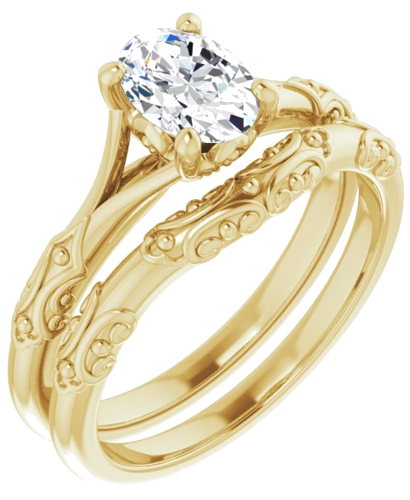 Sužadėtuvių Žiedas „Solitaire Sculptural“ 14k yellow gold Oval 7mm x 5mm (6)