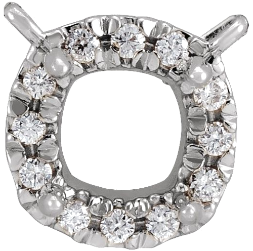 14K White 3 mm Square .05 CTW Natural Diamond Semi-Set   Necklace Center (1)