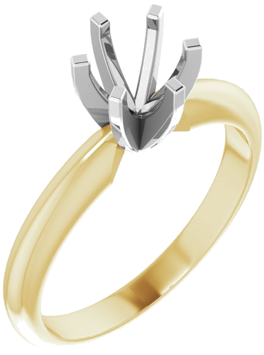 14K Yellow   White 5.7-6 mm Round 6-Prong Solitaire Ring Mounting (1)
