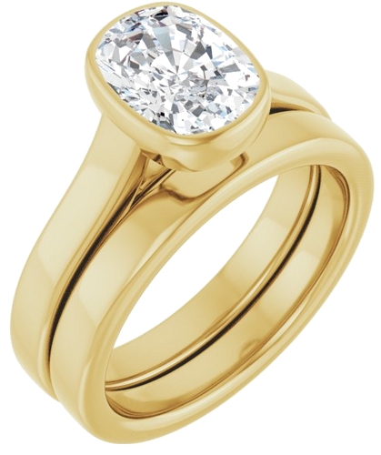 Sužadėtuvių Žiedas „Bezel-Set Solitaire“ 14k yellow gold Elongated Cushion 9mm x 7mm (6)