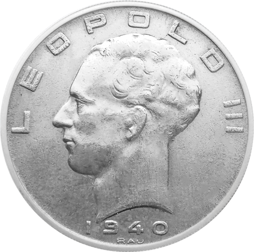 5 Frankai Leopoldas III (1939-1940) Belgija sidabrinė moneta (1)