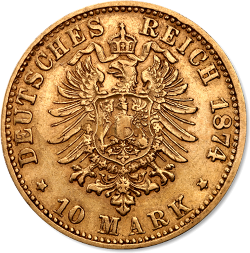 10 Markių Ludwig II auksinė moneta Bavarija Vokietijos imperija (2)