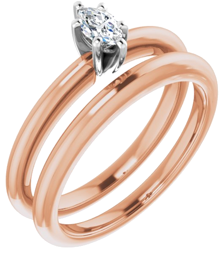 Sužadėtuvių Žiedas 14k rose/white gold Marquise 5mm x 3mm (6)
