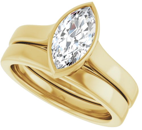 Sužadėtuvių Žiedas „Bezel-Set Solitaire“ 14k yellow gold Marquise 10mm x 5.5mm (10)