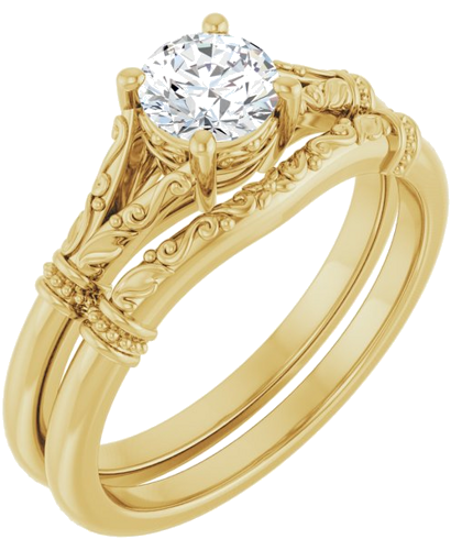 Sužadėtuvių Žiedas „Sculptural“ 14k yellow gold Round 5.2mm (6)