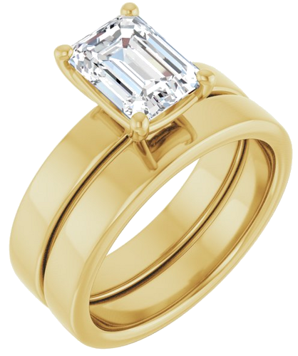 14K Yellow 8x6 mm Emerald Solitaire Engagement Ring Mounting (6)