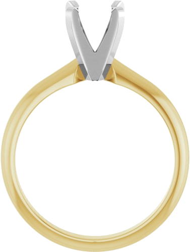 14K Yellow   White 6-6.6 mm Round 4-Prong Heavy Solitaire Ring Mounting (2)