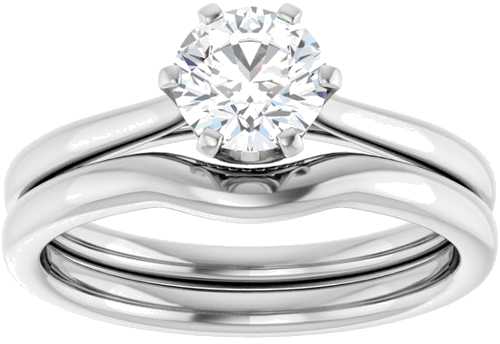 14K White 5.8 mm Round Engagement Ring Mounting (8)