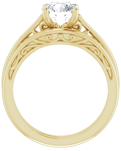 14K Yellow 7 mm Round Solitaire Engagement Ring Mounting (7)