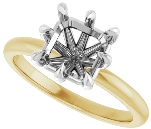 Sužadėtuvių Žiedas „Claw-Prong“ 14k yellow/white gold Asscher 7mm (5)