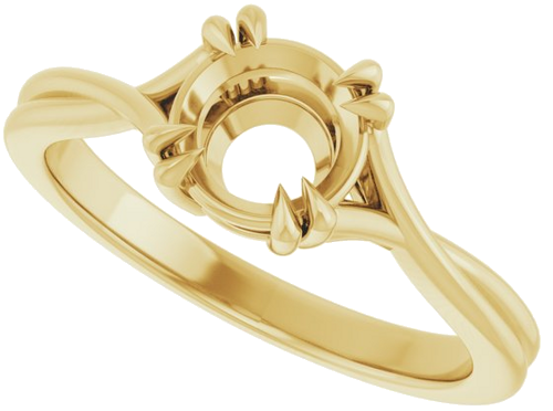 14K Yellow 6.5 mm Round Solitaire Engagement Ring Mounting (5)
