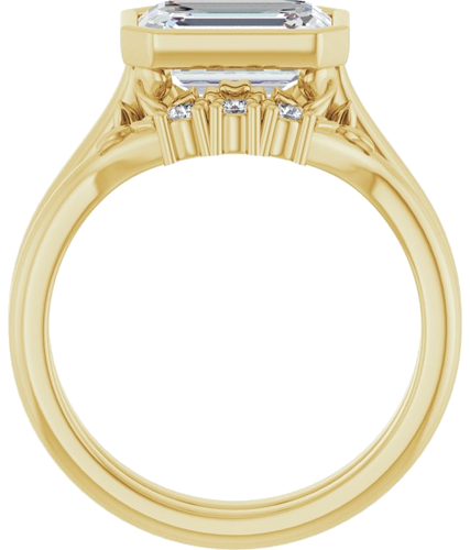 Sužadėtuvių Žiedas „Bezel-Set“ 14k yellow gold Emerald 9mm x 7mm (7)