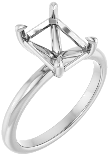14K White 9x7 mm Emerald Solitaire Engagement Ring Mounting (1)