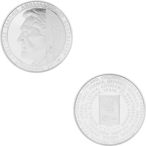 Medal Set with A. Sabonis' Signature and EuroBasket 2011, Lithuania Inscription (12)