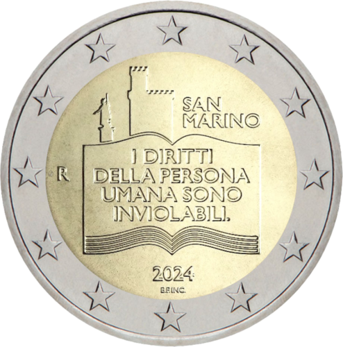 2024 San Marino Declaration of Civil Rights 2 euro BU coin on card (3)